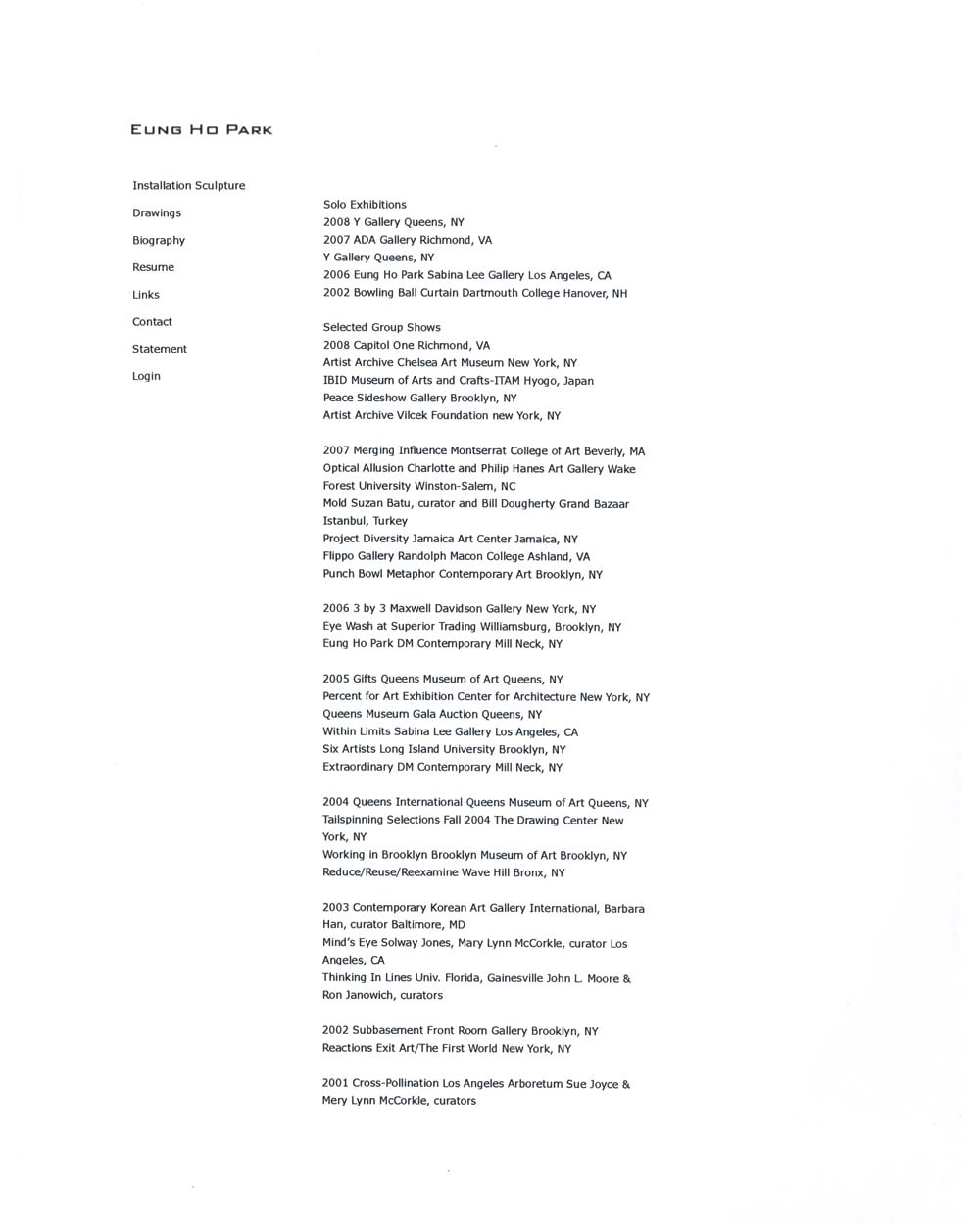 Eung Ho Park's Resume, pg 1